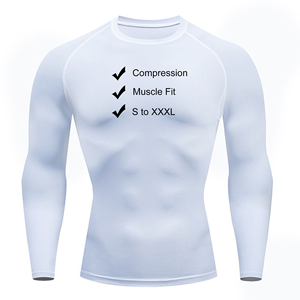 T-shirt à manches longues en polyester et élasthanne respirant, à séchage rapide, écologique, coupe ajustée, compression 2025, vêtements de sport pour la salle de sport - Product Image 3