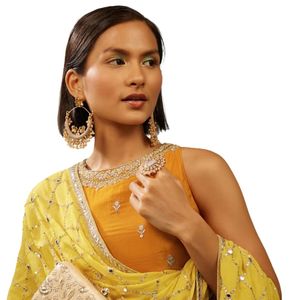 Abito Sharara ricamato giallo cromato con Dupatta per il tradizionale ricevimento nuziale indiano e festivo per feste - Product Image 4
