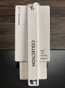 Tùy chỉnh thẻ trắng giấy may treo thẻ giấy với tên thương hiệu Logo dập nổi deboss may Matte varnishing Swing <span class=keywords><strong>Tag</strong></span> cho vải - Product Image 3