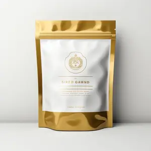 Resealable Golden Package Stand up Pouch Aluminum Foil Packaging Zip Lock <b>Bag</b> Doypack Mylar Storage Premium Almonds <b>Bags</b> - Product Image 1