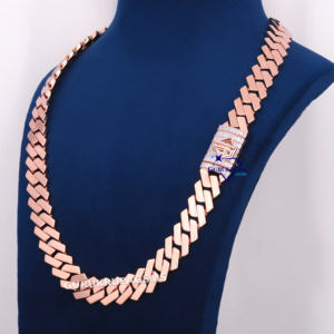 Cadena de eslabones cubanos de Miami con diamantes cultivados en laboratorio de alta calidad de oro rosa de 14KT, collares de diseño de bloqueo personalizados para Unisex - Product Image 3