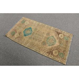 พรมตุรกีวินเทจขนาด 1.6x3.2 ฟุต พรมขนาดเล็ก พรมลายดอกไม้สีน้ำตาล - Product Image 2