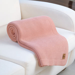 ผ้าฝ้ายออร์แกนิก 100% ALINA ผ้าห่ม 140*180 ซม.ถักผ้าห่มโครเชต์สายถักผ้าห่มสีชมพูผ้าฝ้ายถักเตียง - Product Image 3