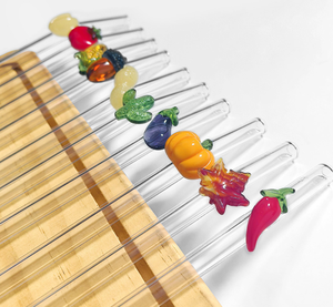 Pailles en verre personnalisées en borosilicate résistant à la chaleur, écologiques, à motifs floraux et fruités, pour cadeaux de mariage, événements et marques - Product Image 5