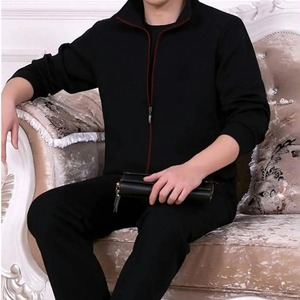 Trajes de gimnasio formales para hombre, sudaderas térmicas con cremallera de invierno, pantalones, traje tejido de lana, 100% algodón, Camuflaje deportivo - Product Image 2