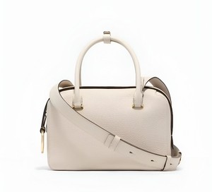Sac à main bandoulière en cuir véritable pour femme, crème, avec poignée supérieure, souple, résistant à l'eau, fermeture éclair, luxe, mode - Product Image 1