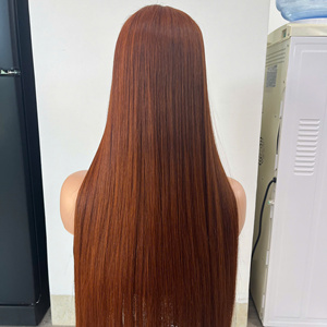 LINU Ginger Honey Virgin Vietnamese Lace Front <b>Wig</b> Double Drawn 250% Density HD Transparent for Lace Base <b>Long</b> Length 300gr - Product Image 5