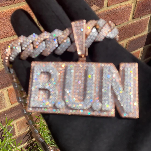 Personalizable Iced Out Silver Mossanite Nombre Logo Colgante Nuevo diseño Hiphop Joyería fina Collares de diamantes - Product Image 2