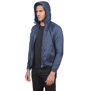 Chaqueta cortavientos azul marino para hombre de alta calidad, mezcla de nailon y poliéster, capucha adjunta, bolsillos laterales, High Street SPORTAR INT - Product Image 4