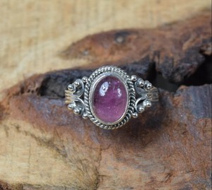 Véritable Tourmaline Rose 8x10mm Monture de Lunette Ovale Argent Sterling 925 Baho Fait à la Main Classique Vintage Eternity Wedding - Product Image 3