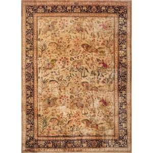Tapis en soie noué à la main Gulmarg Pae-6323 vert, 10 mm d'épaisseur, avec motif animalier pour la maison, l'entrée, le salon, la chambre - Product Image 1