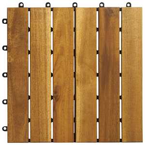 Carreaux de terrasse en bois d'acacia FSC 300x300x24mm Plancher extérieur durable sans nœuds avec finition à l'huile de qualité supérieure en chêne - Product Image 3