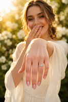 Bague en Moissanite 1 carat, design halo pavé, bande ouverte réglable, argent S925 plaqué rhodium, pour tous les jours
