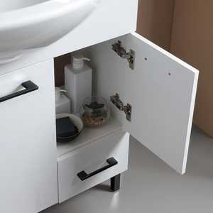 85cm White Bathroom Cabinet with <b>Doors</b> and Drawers Sink <b>Mirror</b> and Ravenna Wall Unit Export Set - Product Image 4