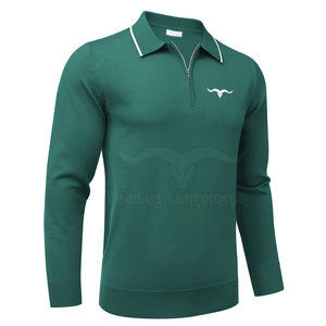 2024 nouveau Design Logo personnalisé hommes 1/4 quart fermeture éclair chemises coton/fibre de bambou solide confortable tricoté tissu respirant rapide - Product Image 1