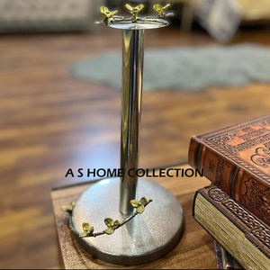 La Mayoría de lujo Diseñador único Flores pulidas brillantes Ramas Soporte de papel tisú Acabado de color plateado Suministros de metal duraderos - Product Image 1