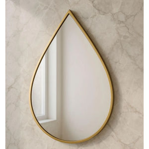 Espejo de Pared Moderno Minimalista en Forma de Lágrima, Marco de Metal Dorado, Espejo Decorativo con Diseño de Gotas de Lluvia para Baño, Dormitorio, Decoración de Hogar de Lujo - Product Image 1