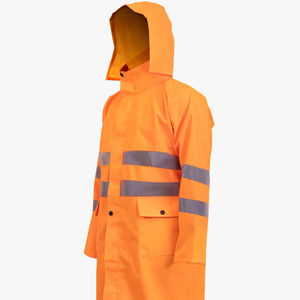 Veste de pluie enduite de PU coupe-vent imperméable haute visibilité avec bandes réfléchissantes pour la protection des vêtements de travail en camping et en plein air - Product Image 1