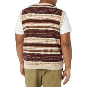 Trending Unisex Relax Fit V-Neck Vest <b>Cardigan</b> <b>Sweaters</b> Breathable Anti-Shrink Anti-Wrinkle Striped Pattern Knitted Casual - Product Image 2
