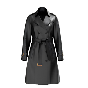 Manteau Trench en Cuir d'Agneau Noir pour Femme, Manteau Long en Cuir Véritable ou Synthétique Noir Marron pour Femme et Homme, Grandes Tailles, Longues et Courtes - Product Image 1