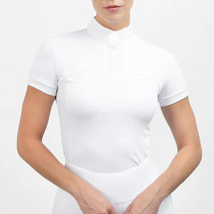 OEM High Quality Women's Equestrian Shirts <b>Short</b> <b>Sleeve</b> Horse Riding <b>Base</b> <b>Layer</b> Show Shirt Tops Polyester Cotton Customizable - Product Image 1