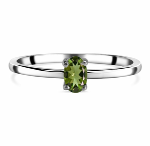 Anillo de moda de Plata de Ley 925 para mujer, último diseño de moda, ajuste de punta de piedra preciosa de moldavita de corte ovalado Chapado en plata - Product Image 1