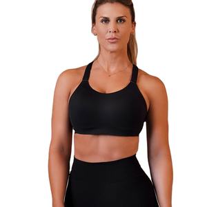 Soutien-gorge de sport push-up en maille simple et sexy pour femmes grandes tailles, soutien moyen, bonnets amovibles, cristal frontal, sans couture, extérieur - Product Image 1