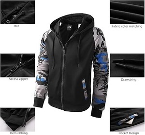 Venta al por mayor de logotipo personalizado de los hombres de cara completa con cremallera chaqueta de lana abrigo en blanco con diamantes de imitación en relieve Sudadera con capucha cremallera invierno poliéster/algodón - Product Image 4