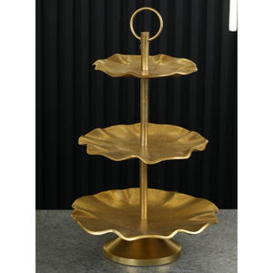 Support à dessert en métal de style moderne, support à gâteau carré en laiton de haute qualité à 3 niveaux avec poignée pour la décoration de mariage et de fête - Product Image 3