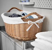 Panier en rotin naturel avec doublure en coton amovible et poignées tressées, parfait pour les buanderies et le rangement à domicile en provenance du Vietnam