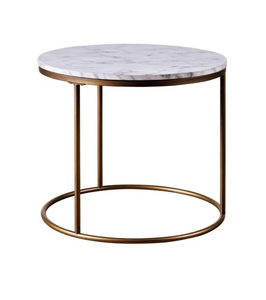 Tables d'appoint élégantes et modernes en métal avec plateau en marbre, finition dorée très vendue pour la décoration d'hôtels, de restaurants et de salons - Product Image 1