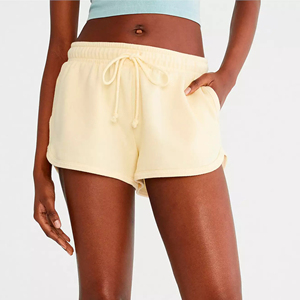 Meilleure qualité Shorts pour femmes fermeture à cordon Quickdry 100% coton matériel léger impression de Logo personnalisé - Product Image 2