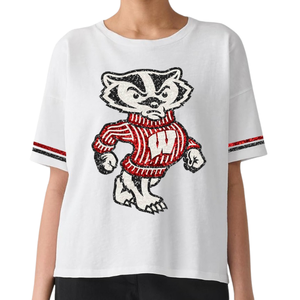 T-shirts en coton de haute qualité pour femmes, t-shirts unis à la mode avec logo à paillettes, broderie personnalisée, option grande taille, vente en gros - Product Image 5