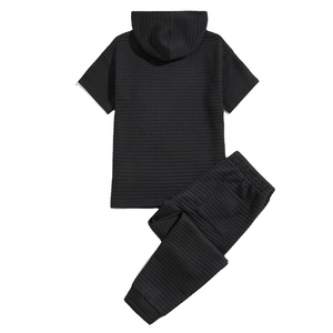 OEM, survêtement slim fit avec logo brodé personnalisé, vêtements décontractés en polaire de haute qualité, survêtement de sport noir, survêtement de jogging - Product Image 2
