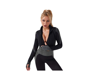 ชุดเลกกิ้งแขนยาวเอวสูงสำหรับผู้หญิงกางเกงเลกกิ้งออกกำลังกายเล่นกีฬาแห้งเร็วไร้ตะเข็บ - Product Image 3