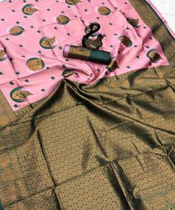 ผ้าส่าหรีผ้าไหมแบบบาราซีซาร์ริทอจากทำงานตัดเย็บเสื้อผ้าพื้นเมือง - Product Image 3