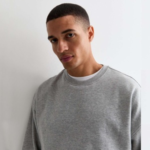 Ropa deportiva, chándal de cuello redondo en blanco, conjunto de chándal de dos piezas para hombre, tamaño personalizado, Sudaderas con cuello redondo, conjunto de Jogger, chándal de color gris - Product Image 3