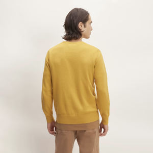 เสื้อวอร์มคอตตอนผ้าฟลีซสีเหลืองล้วนสำหรับฤดูหนาวของผู้ชายเสื้อ100% แบบคลาสสิก - Product Image 5