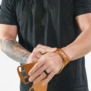 Gants d'entraînement en cuir marron pour la gymnastique, la musculation, les tractions, la protection des paumes - Product Image 4