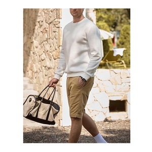 Sweat-shirt à manches longues élégant pour hommes nouvelle Collection 100% coton couleur unie écologique grande taille imperméable cou épaule - Product Image 4