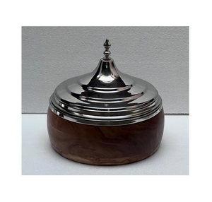 Juego de vajilla de madera de teca fina, cacerolas de servicio, calentador de alimentos de acero inoxidable, cazuela artesanal - Product Image 1
