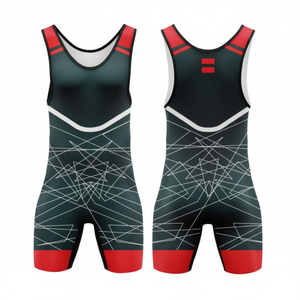 Justaucorps de lutte professionnels pour hommes, imprimés par transfert thermique, extensibles, respirants, confortables, logo frontal - Product Image 1