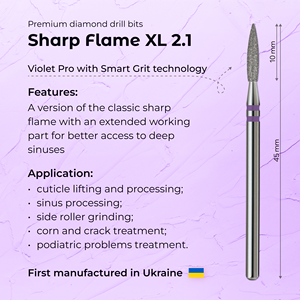 Broca de Diamante Profesional para Uñas, Modelo Sharp Flame XL 2.1mm Violet PRO, Más Vendida - Product Image 3
