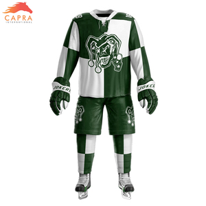 ชุดยูนิฟอร์มฮอกกี้น้ำแข็ง CAPRA OEM คุณภาพสูง ผลิตจากโพลีเอสเตอร์ 100% ปรับแต่งได้ พร้อมบริการพิมพ์ลายแบบ Heat-Transfer  สามารถเลือกชื่อทีม สี และขนาดได้ - Product Image 2