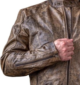 Custom <b>Men's</b> <b>Biker</b> Leather <b>Jacket</b> Natural Rustic Marks Cowhide Motorcycle Classic Style Leather <b>Jacket</b> 2024 Stand Collar - Product Image 3