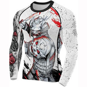 เสื้อแรชการ์ดแขนยาวผู้ชาย แห้งเร็ว กระชับกล้ามเนื้อ สำหรับ BJJ MMA ออกกำลังกาย ยิม-สแปนเด็กซ์/ไนลอน หนักพิเศษ พิมพ์ลายแบบซับลิเมชั่น - Product Image 1
