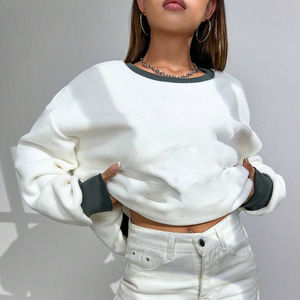 Conjuntos de mujer personalizados de alta calidad, sudadera holgada con hombros caídos y forro polar de algodón suave para mujer - Product Image 3