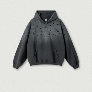 Sudadera con capucha Retro Old Stone Wash para hombre, jersey de gran tamaño de lana de algodón en blanco personalizado, estampado bordado con lavado ácido de calle alta - Product Image 4