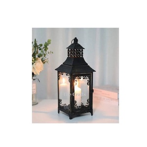 Greatest Quality Hanging <b>Lantern</b> In Iron And <b>Glass</b> Black Color Hanging <b>Lantern</b> For Wedding And Home Decor - Product Image 1