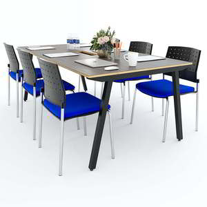 Modern 200x100cm Plywood Wood Plywood <b>Office</b> Furniture HBPL009 Easy Assembly Meeting <b>Table</b> with Iron Legs - Product Image 5